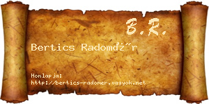 Bertics Radomér névjegykártya